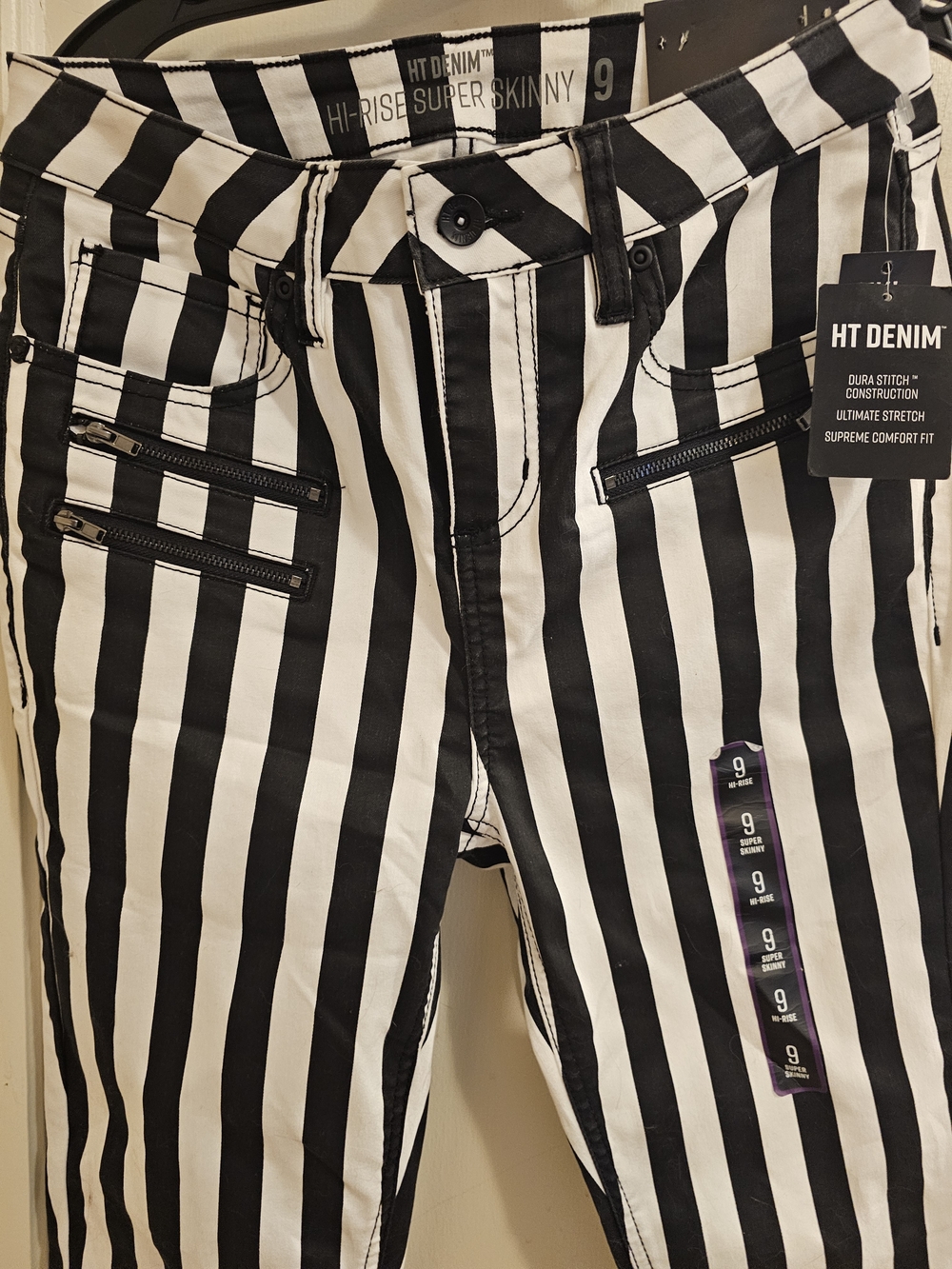 Hot Topic Black and White Striped Skinny Jeans